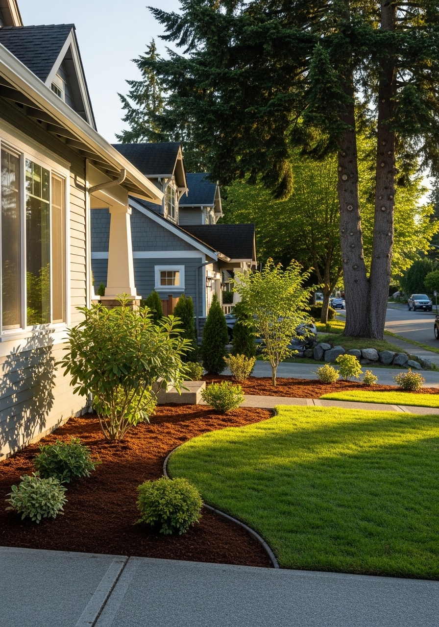 Portrait-style image of a King County homeowner in front of their property with suburban homes visible in the background.